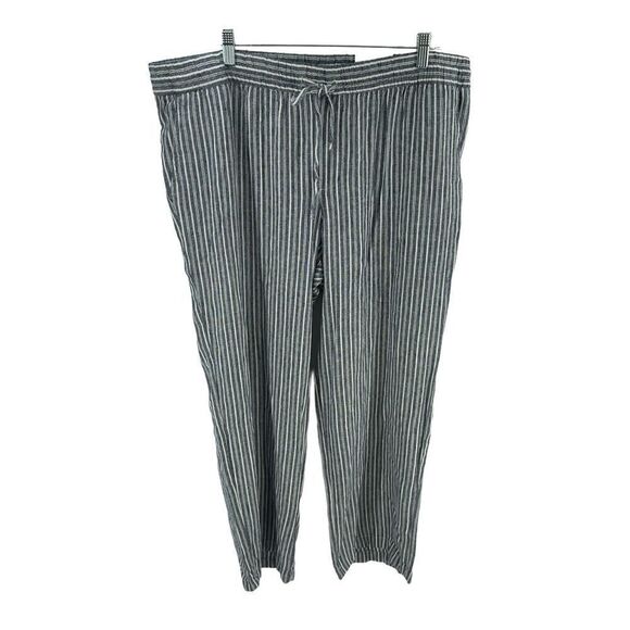 NWT Old Navy linen striped pants elastic waist XL high rise blue white - Picture 1 of 14